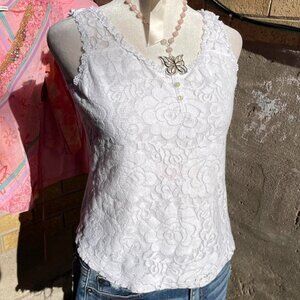 White Abercrombie and Fitch Lacy Milkmaid Tank